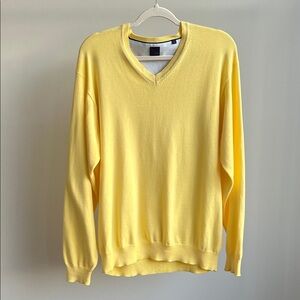 Yellow Lightweight Cotton V Neck Sweater